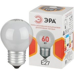 Изображение товара Лампочка накаливания E27 60 Вт ЭРА P45 P-60-E27-230-FR