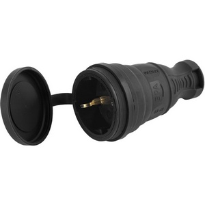 Изображение товара Розетка с заземлением (черный) ЭРА R8-B-IP44