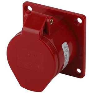Изображение товара Розетка с заземлением и защитной крышкой (красный) ЭРА R(IN)-16-3P-PE-IP44