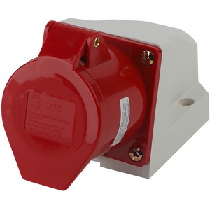 Изображение товара Розетка с заземлением и защитной крышкой (красный) ЭРА R(OUT)-32-3P-PE-IP44