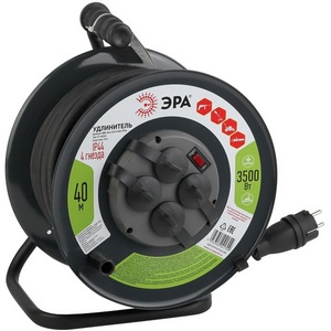 Изображение товара Удлинитель 4-х местный с заземлением 40 метров на металлической катушке ЭРА RMx-4es-3x2.5-40m-IP44(KG)