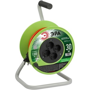 Изображение товара Удлинитель 4-х местный без заземления 30 метров на пластиковой катушке ЭРА RP-4-2x0.75-30m