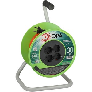Изображение товара Удлинитель 4-х местный без заземления 30 метров на пластиковой катушке ЭРА RP-4-2x1.0-30m