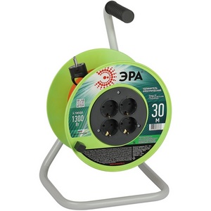 Изображение товара Удлинитель 4-х местный с заземлением 30 метров на пластиковой катушке ЭРА RP-4e-3х0.75-30m