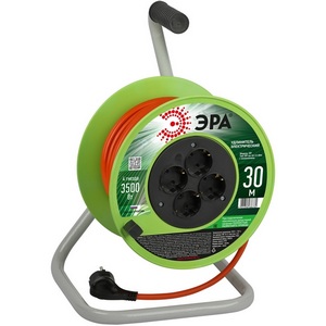 Изображение товара Удлинитель 4-х местный с заземлением 30 метров на пластиковой катушке ЭРА RP-4e-3x1.5-30m