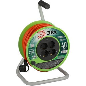 Изображение товара Удлинитель 4-х местный с заземлением 40 метров на пластиковой катушке ЭРА RP-4e-3x1.5-40m