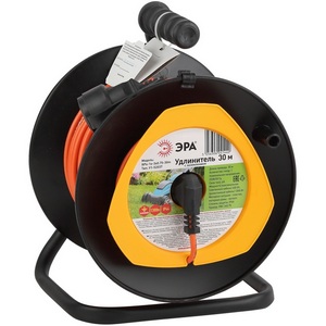 Изображение товара Удлинитель одноместный с заземлением 30 метров на пластиковой катушке IP44 ЭРА RPx-1e-3х0.75-30m