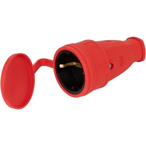 Изображение товара Розетка с заземлением (красный) ЭРА RX10-R-IP44