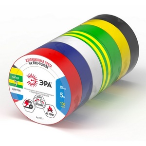 Изображение товара Изолента ПВХ цветная 15мм х 5м 7 шт. ЭРА SET-7 SET-7