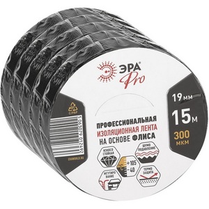 Изображение товара Изолента тканевая флис черная 19мм х 15м 300мкм 5 шт. ЭРА SET5-1915FL SET5-1915FL