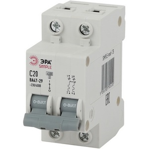 Изображение товара Автоматический выключатель 2P 20A C 4,5кА ЭРА SIMPLE-mod-13