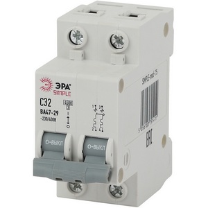 Изображение товара Автоматический выключатель 2P 32A C 4,5кА ЭРА SIMPLE-mod-15