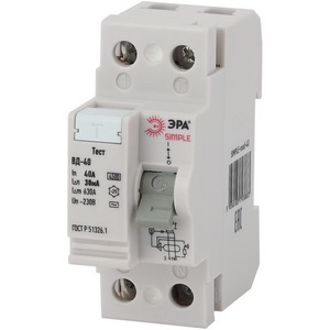 Изображение товара Устройство защитного отключения 2P 40А 30мА ЭРА SIMPLE-mod-43