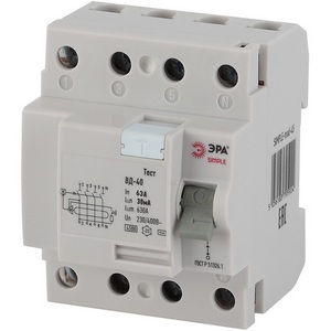 Изображение товара Устройство защитного отключения 4P 63А 30мА ЭРА SIMPLE-mod-46