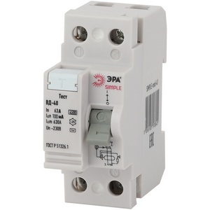 Изображение товара Устройство защитного отключения 2P 63А 100мА ЭРА SIMPLE-mod-48
