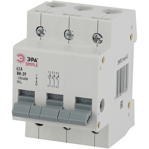Изображение товара Выключатель нагрузки 3P 63А ЭРА SIMPLE-mod-66