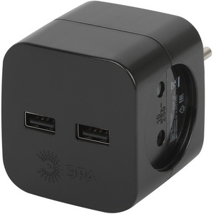 Изображение товара Разветвитель на 2 гнезда без заземления с 2xUSB ЭРА SP-2-USB-B