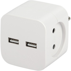 Изображение товара Разветвитель на 2 гнезда без заземления с 2xUSB ЭРА SP-2-USB-W