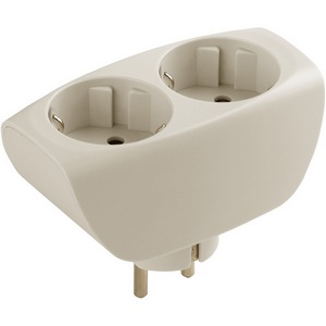 Изображение товара Разветвитель на 2 гнезда с заземлением и шторками ЭРА SP-2e-I