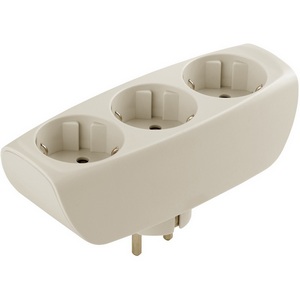 Изображение товара Разветвитель на 3 гнезда с заземлением и шторками ЭРА SP-3e-I