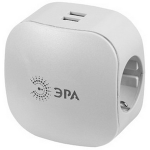 Изображение товара Разветвитель на 3 гнезда с заземлением и шторками с 2xUSB ЭРА SP-3e-USB-2A