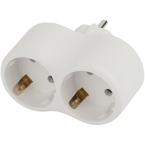 Изображение товара Разветвитель на 2 гнезда с заземлением ЭРА SPx-2e-W