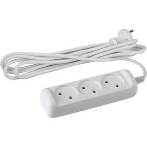 Изображение товара Удлинитель 3-х местный без заземления 5 метров ЭРА U-3-5m-2x1