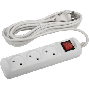 Изображение товара Удлинитель 3-х местный без заземления 5 метров ЭРА U-3s-5m-2x1