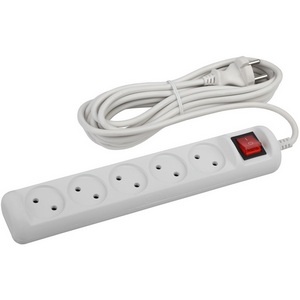 Изображение товара Удлинитель 5-и местный без заземления 5 метров ЭРА U-5s-5m-2x1