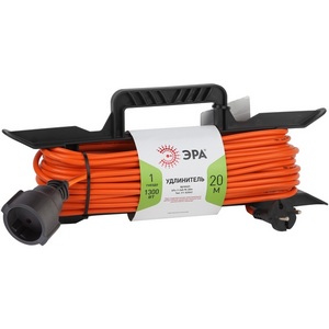 Изображение товара Удлинитель одноместный без заземления 20 метров на рамке ЭРА UFx-1-2x0.75-20m