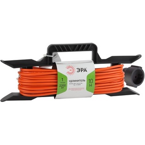 Изображение товара Удлинитель одноместный без заземления 10 метров на рамке ЭРА UFx-1-2x1.0-10m