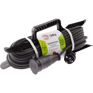 Изображение товара Удлинитель одноместный с заземлением 20 метров на рамке ЭРА UFx-1e-3x1,5-20m-IP44(KG)