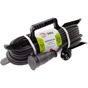 Изображение товара Удлинитель одноместный с заземлением 20 метров на рамке ЭРА UFx-1e-3x2,5-20m-IP44(KG)