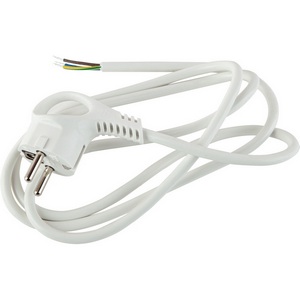 Изображение товара Сетевой шнур с вилкой с заземлением 1,5 м с заземлением (белый) ЭРА UX-3x0,75-1,5m-W