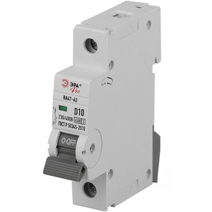 Изображение товара Автоматический выключатель 1P 10A D 4,5кА ЭРА VA63-1P10D4.5