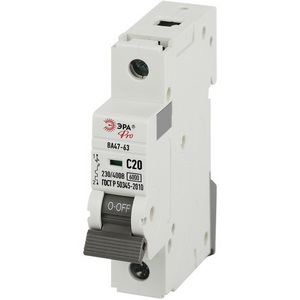 Изображение товара Автоматический выключатель 1P 20A C 6кА ЭРА VA63-1P20C6