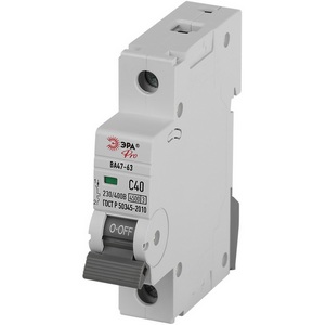 Изображение товара Автоматический выключатель 1P 40A C 4,5кА ЭРА VA63-1P40C4.5