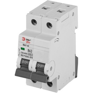 Изображение товара Автоматический выключатель 2P 6A C 4,5кА ЭРА VA63-2P06C4.5