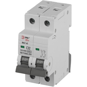 Изображение товара Автоматический выключатель 2P 32A C 4,5кА ЭРА VA63-2P32C4.5