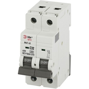 Изображение товара Автоматический выключатель 2P 32A C 6кА ЭРА VA63-2P32C6