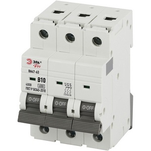 Изображение товара Автоматический выключатель 3P 10A B 6кА ЭРА VA63-3P10B6