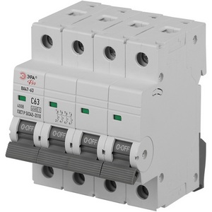 Изображение товара Автоматический выключатель 4P 63A C 4,5кА ЭРА VA63-4P63C4.5