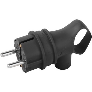 Изображение товара Вилка угловая с кольцом c заземлением (черный) ЭРА VX12-B-IP44