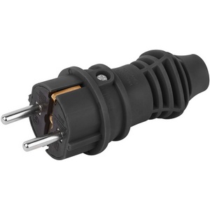 Изображение товара Вилка прямая c заземлением (черный) ЭРА VX13-B-IP44