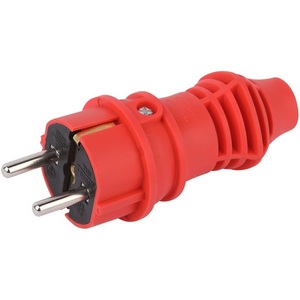 Изображение товара Вилка прямая c заземлением (красный) ЭРА VX13-R-IP44