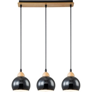 Изображение товара Подвесной светильник Escada Solo 10178/3S Black 3х40Вт Е27, металл/дерево/пластик, черный/дерево (плафоны шарики)