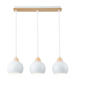 Изображение товара Подвесной светильник Escada Solo 10178/3S White 3х40Вт Е27, металл/дерево/пластик, белый/дерево (плафоны шарики)
