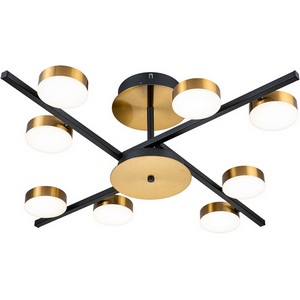Изображение товара Люстра потолочная с пультом на 8 лампочек (+ночной режим) с пультом на штанге 10266/8 LED*120W Black/Brass Escada Alcor 10266/8LED
