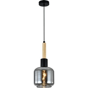 Изображение товара Подвесной светильник Escada Skald 1109/1S Black 1x40 E14, металл/стекло/дерево, черный/дымчатый