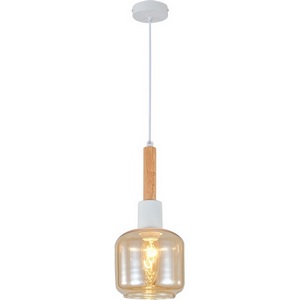 Изображение товара Подвесной светильник Escada Skald 1109/1S White 1x40 E14, металл/стекло/дерево, белый/янтарный